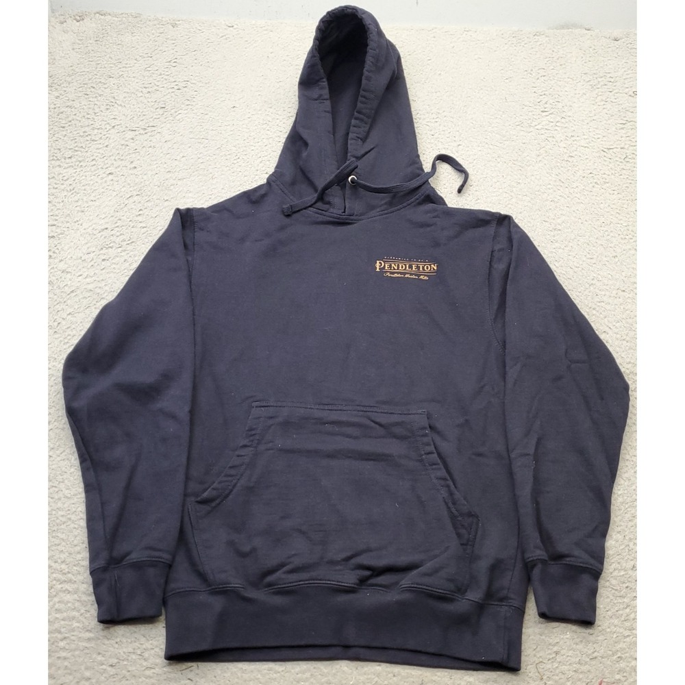 Pendleton Woolen Mills Hoodie Mens S Navy Fleece Lined Logo Long Sleeve Pullover